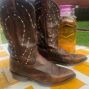Western Boots with Multi-Colored Studded Trim